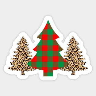 LEOPARD AND PLAID CHRISTMAS TREE Sticker